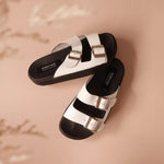Load image into Gallery viewer, Bailey in White (on black sole) - Sandals - Mercino
