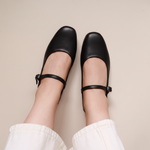 Load image into Gallery viewer, Estelle in Black (on brown sole) - Ballet Flats - Rob and Mara
