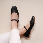 Load image into Gallery viewer, Estelle in Black (on brown sole) - Ballet Flats - Rob and Mara
