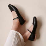 Load image into Gallery viewer, Estelle in Black (on brown sole) - Ballet Flats - Rob and Mara
