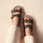 Load image into Gallery viewer, Leslie in Stone Gray (on beige sole)
