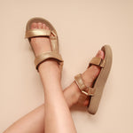 Load image into Gallery viewer, Zoe in Gold (on beige sole) - Sandals - Mercino
