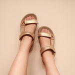 Load image into Gallery viewer, Zoe in Gold (on beige sole) - Sandals - Mercino

