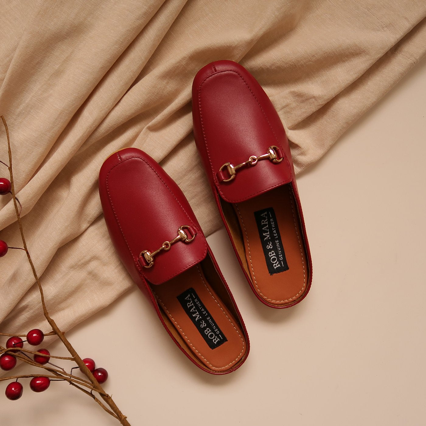 Celeste in Cherry (Holiday Collection) - Mules - Rob and Mara