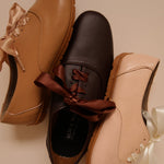 Load image into Gallery viewer, Renee Satin Shoelace Set in Coffee &amp; Cream - Shoelaces - Rob and Mara
