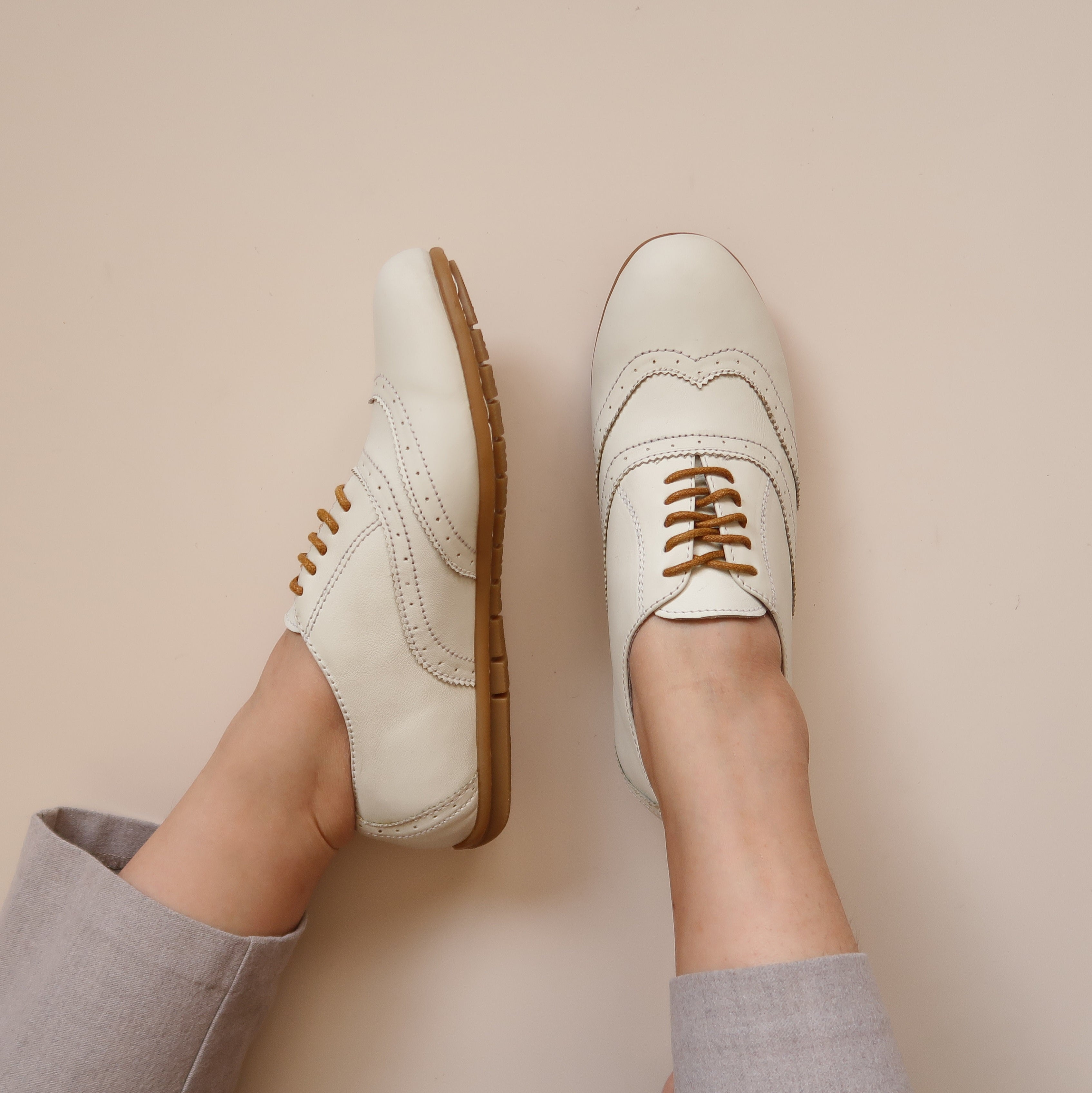 Aster in Two-Tone Ivory - Brogues - Rob and Mara