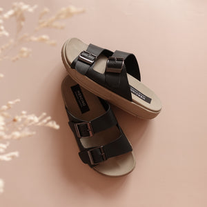 Bailey in Black (on beige sole) - Sandals - Mercino