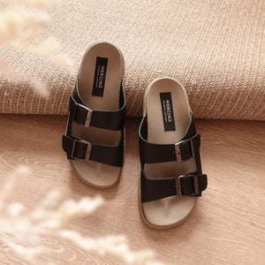 Bailey in Black (on beige sole) - Sandals - Mercino