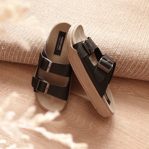 Bailey in Black (on beige sole) - Sandals - Mercino