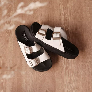 Bailey in White (on black sole) - Sandals - Mercino