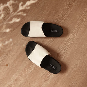 Haru in White (on black sole) - Sandals - Mercino