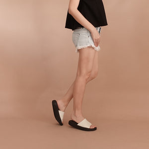 Haru in White (on black sole) - Sandals - Mercino